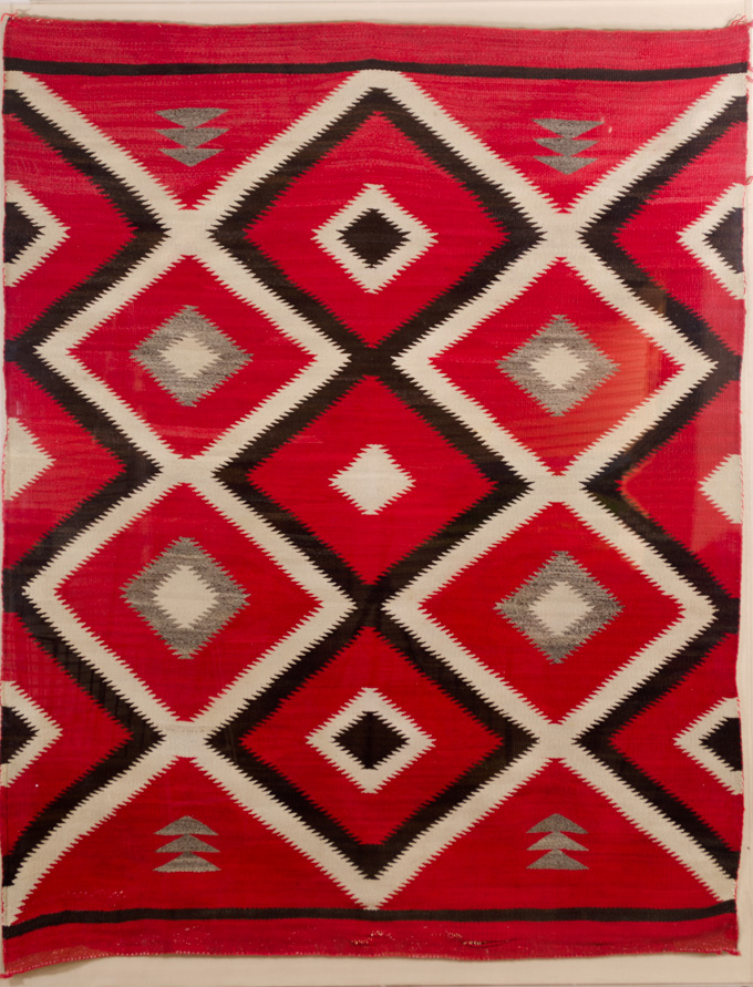 LARGE NAVAJO BLANKET IN CUSTOM DISPLAY CASE a classic 1930s