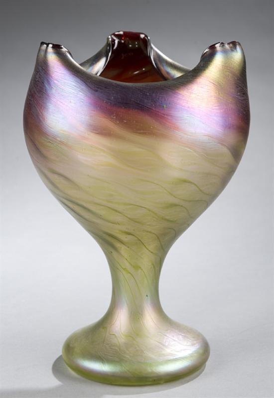 Austrian Handblown Loetz style art glass iridescent vase c 1900
