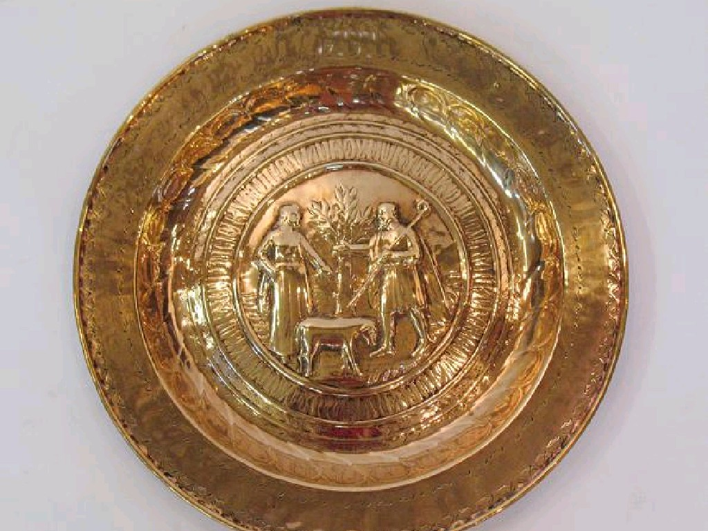A NUREMBERG STYLE ALMS DISH of dished form with a
