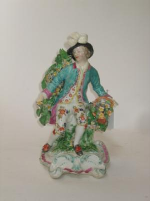A CHELSEA DERBY PORCELAIN FIGURE c 1765 70 modelled as
