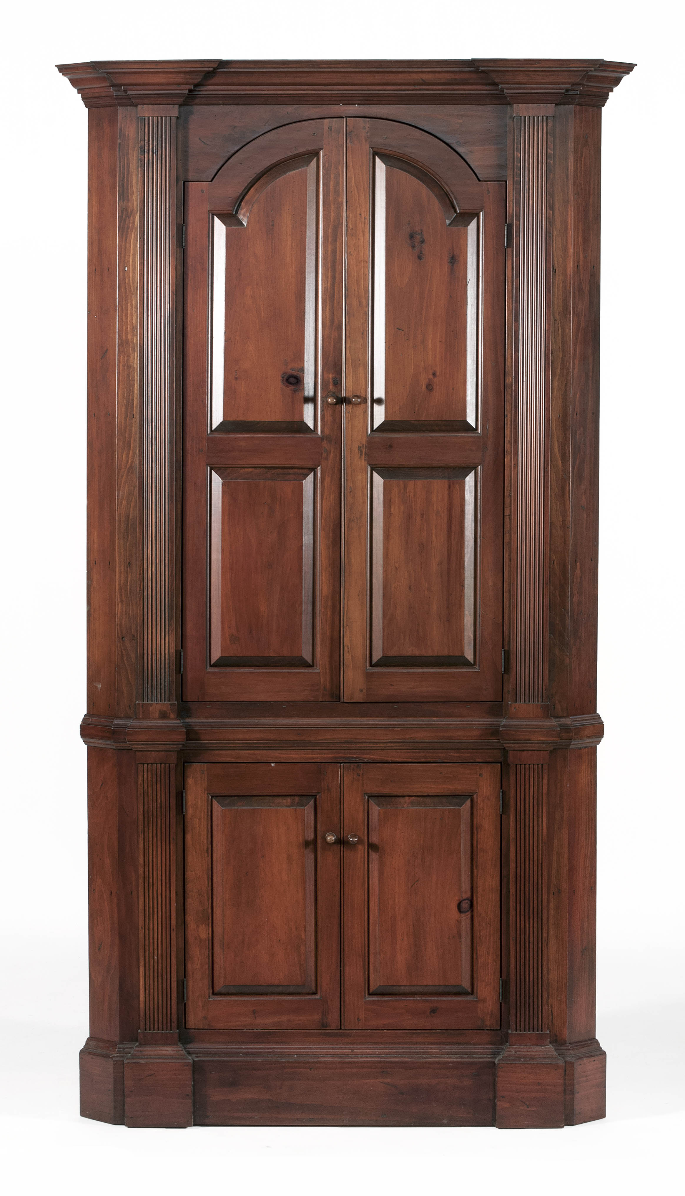 D R DIMES TWO PART CORNER CUPBOARD In pine under