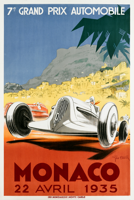 1 piece Color Lithographic Poster Ham Geo 7e Grand Prix