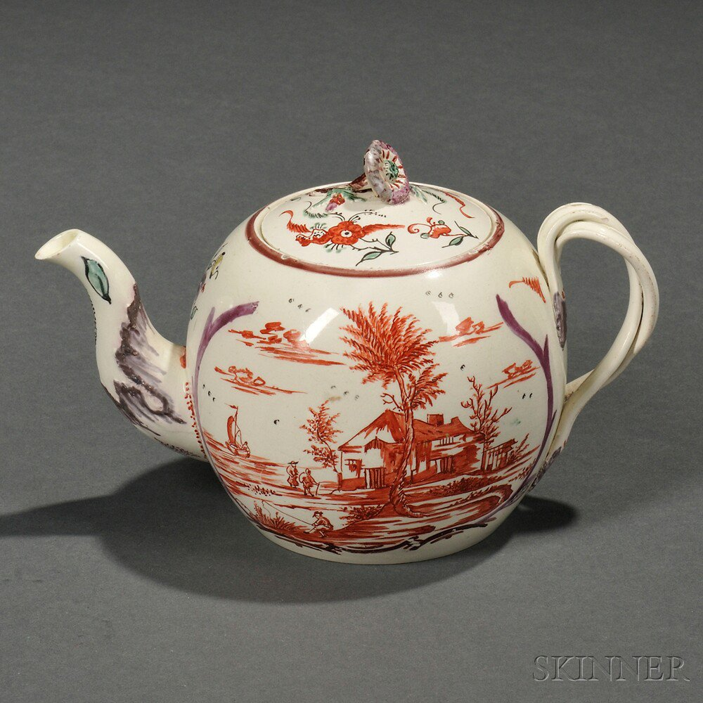 Leeds Creamware Teapot and Cover England 18th century globular shape