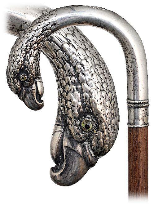 Silver Plated Figural Cane Ca 1900 Large silver plated ALPACCA