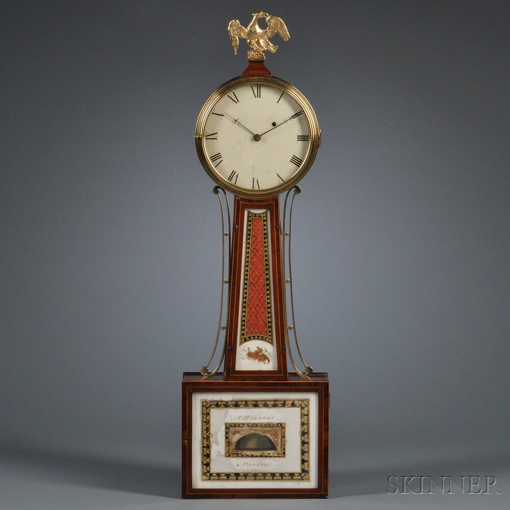 Federal Mahogany Inlaid Patent Timepiece Simon Willard Roxbury Massachusetts c
