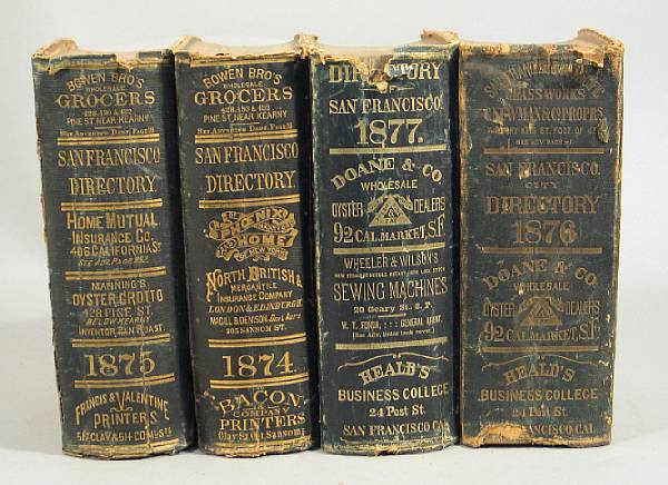 SAN FRANCISCO DIRECTORIES 1870s Group of 17 San Francisco directories
