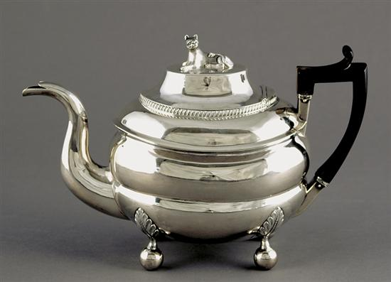 Fine Southern coin silver teapot Marquand Savannah Georgia circa 1824feline