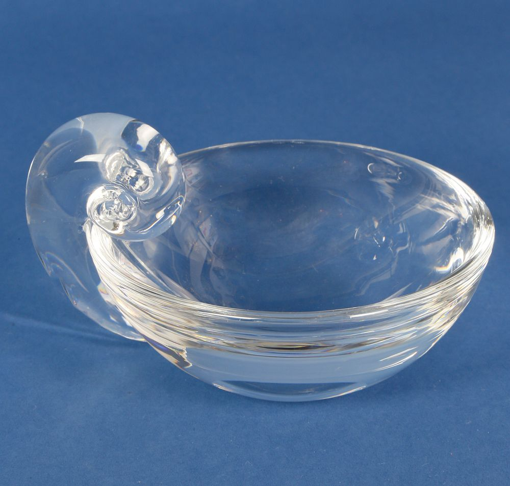 Signed Steuben Clear Crystal Olive Dish Signed Steuben Clear Crystal