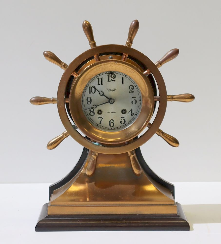 Tiffany And Co New York Brass Ships Wheel Clock From