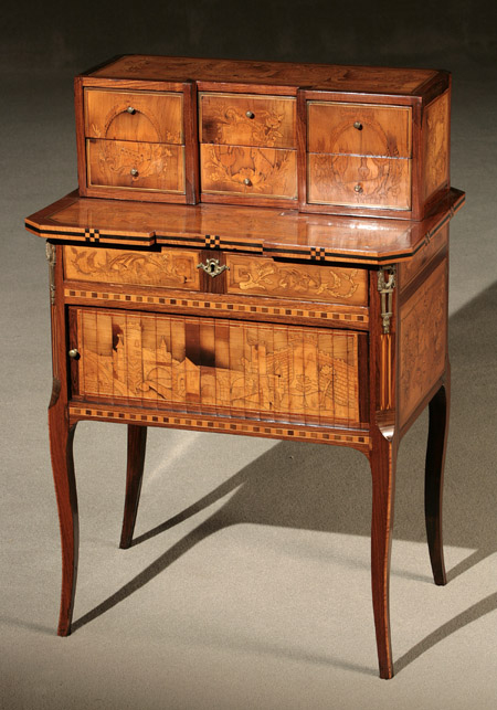 Louis XV XVI Style Marquetry Tulipwood and Kingwood Bonheur du