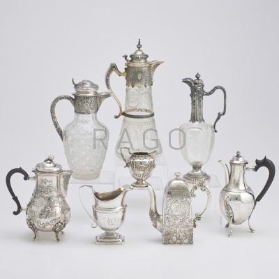 SILVER AND SILVER MOUNTED JUGS POTS AND PITCHERS Eight pieces