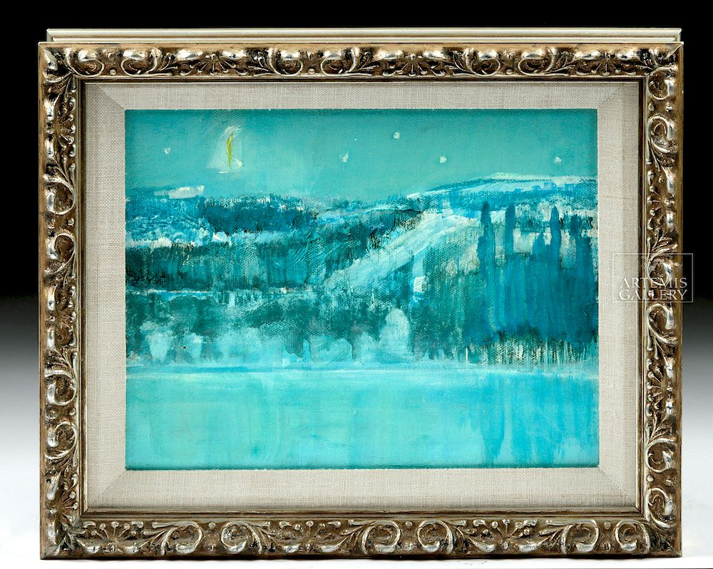 20th C Tony Kraps Night Landscape Oil Painting Originally Listed