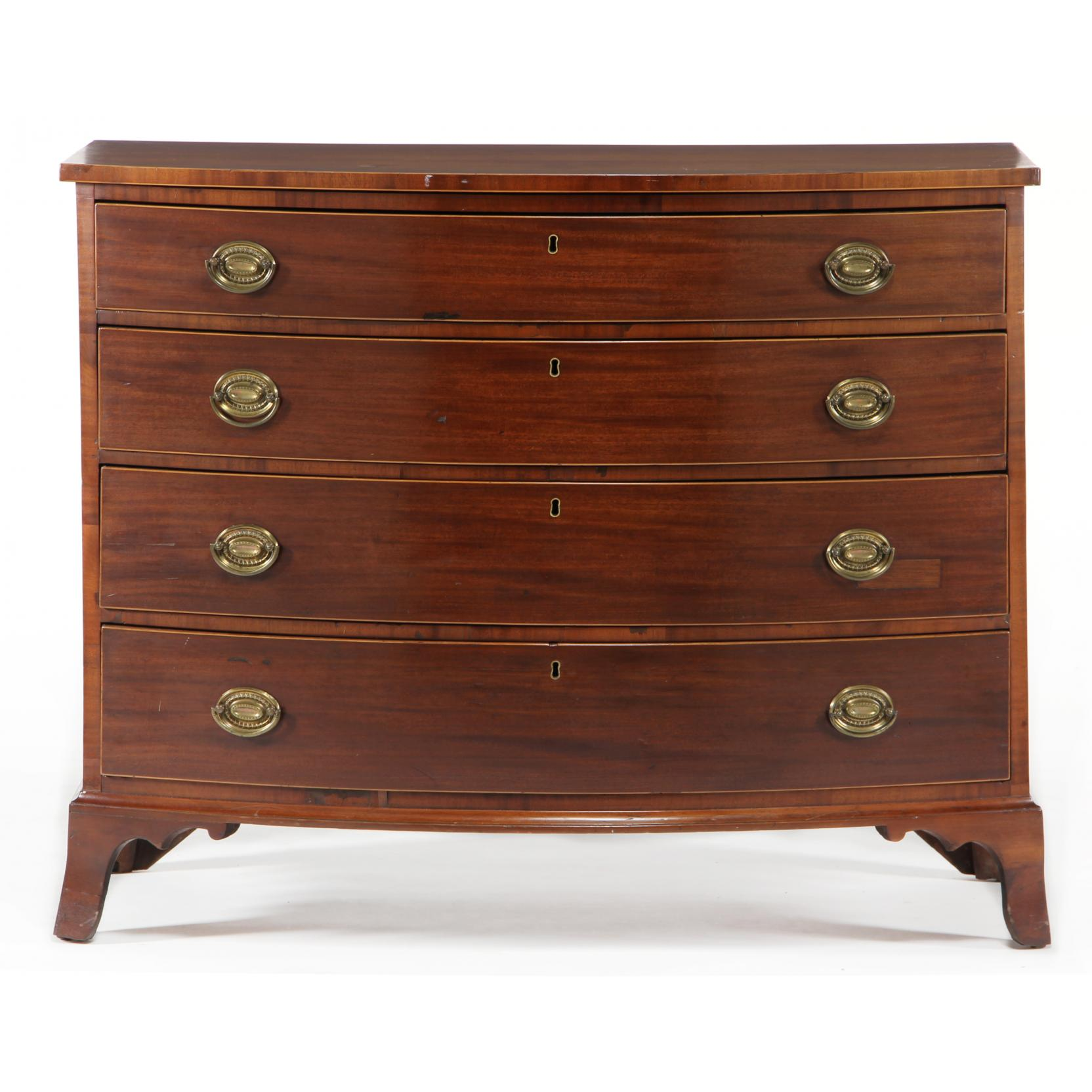 Federal Inlaid Bow Front Chest of Drawers New England circa