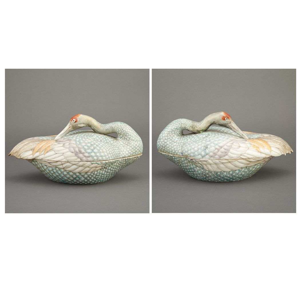 Pair of Japanese Enameled Porcelain Fukagawa Tureens 19th Century Each
