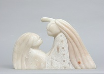 John Suazo American born 1951 White marble sculpture of a