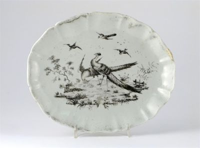 A rare Chaffers scalloped edged dish printed in black with