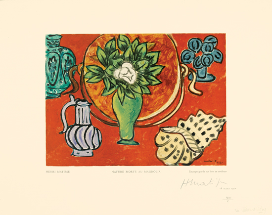 HENRI MATISSE after Nature Morte au Magnolia Color wood engraving