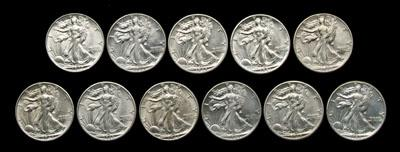 33 U S Walking Liberty halves 24 different dates mint