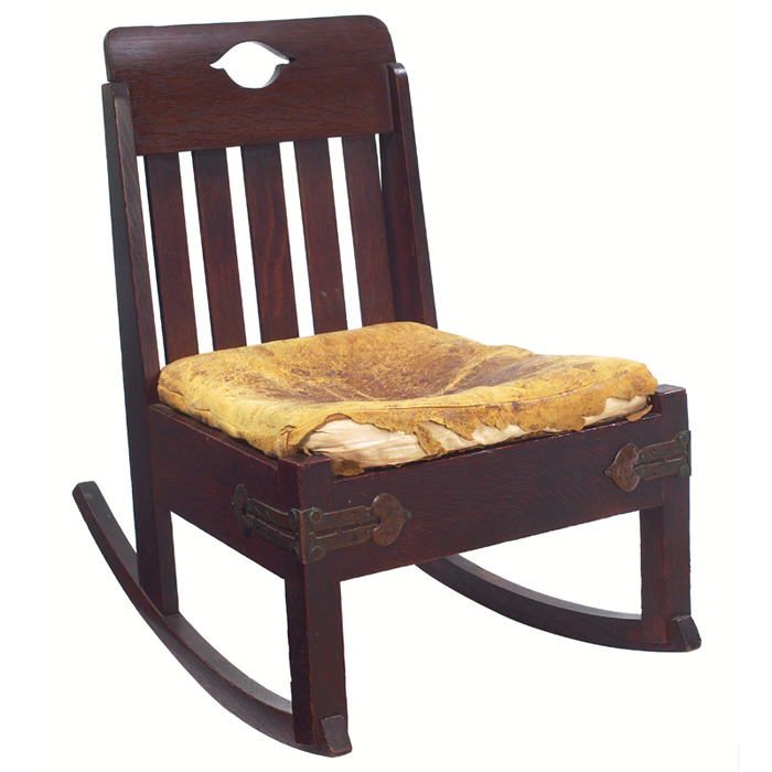 Early Stickley Brothers rocker cut out design to back over