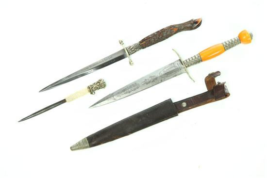 THREE DIRKS European late 19th early 20th century Etched blade