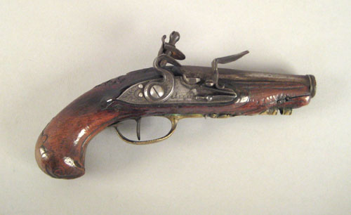 European flintlock pocket pistol marked Allary on lock approx 45