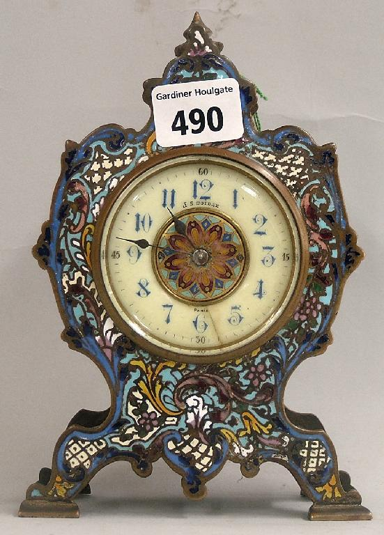 Small French champleve mantel timepiece the 2 75 cream chapter