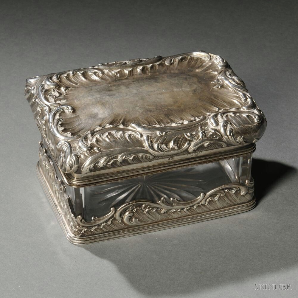 Sterling Silver mounted Glass Dresser Box Paris late 19th century