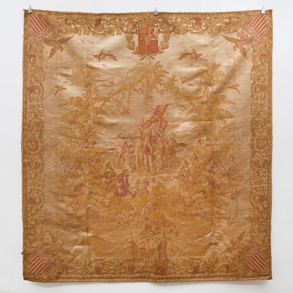 Machine Woven Commemorative Hanging of the Landing of Christopher Columbus