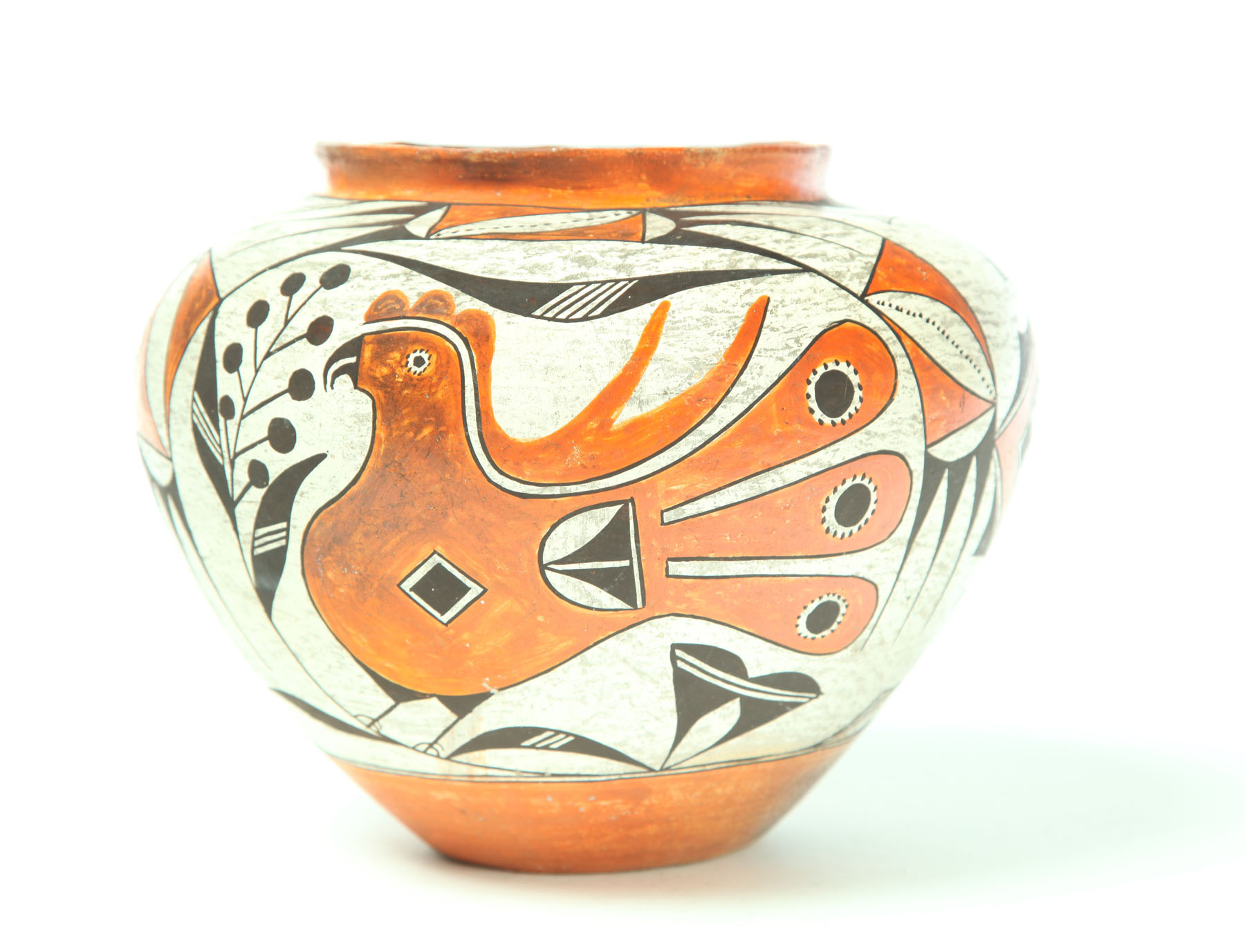 AMERICAN INDIAN POTTERY JAR Marked Acoma NM on the bottom