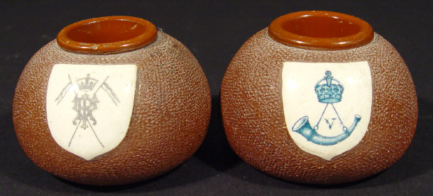 Two Lovatts military interest pottery matchstrikers each painted with military
