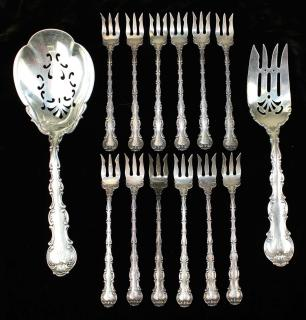 14 Pieces Of Gorham Stasbourg Sterling 12 Sterling Seafood Forks
