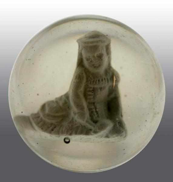 Seated Child Sulfide Marble Description Figure of seated girl with