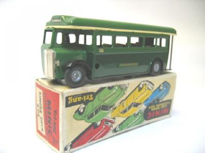 A Minic clockwork Green Line Single Decker Bus with transfers