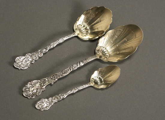 Gorham Gilt Sterling Flat Dessert Set Providence Versailles Pattern Introduced