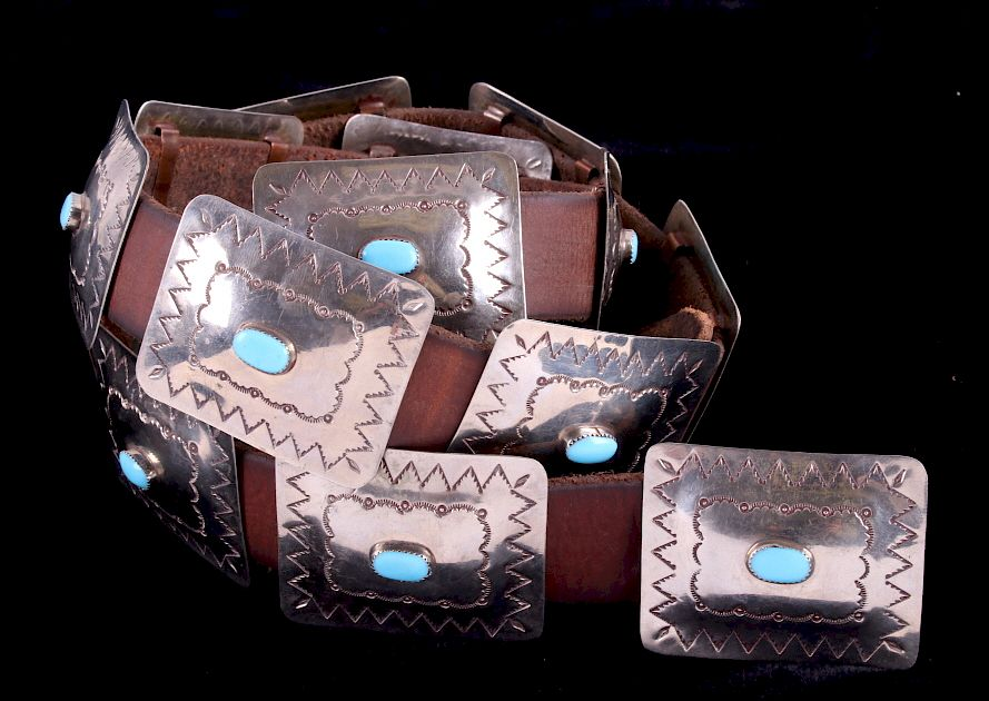 Navajo Sterling Silver Turquoise Concho Belt This is a Navajo