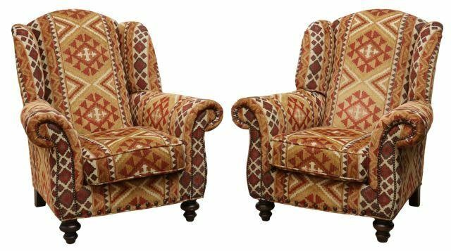 pair Southwest style wingback armchairs Furniture Your Way Inc late