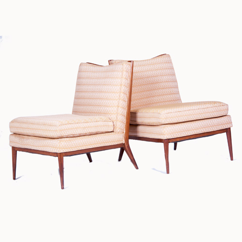 PAUL McCOBB DIRECTIONAL Pair of walnut slipper chairs no 1320