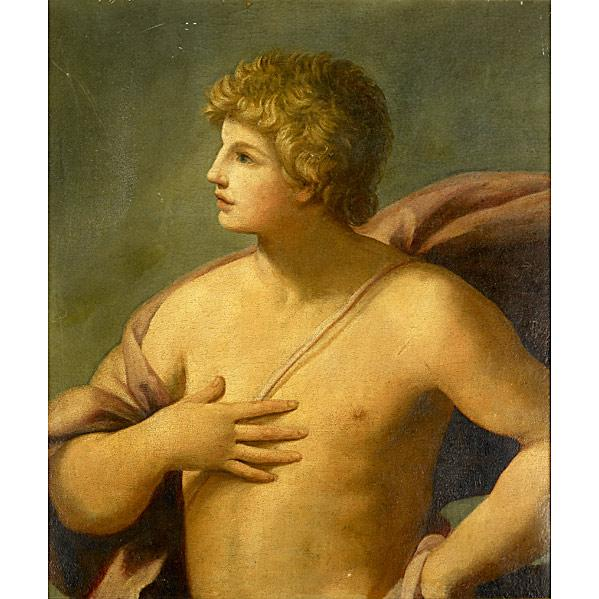 18TH C PORTRAITOil on canvas of a young boy in