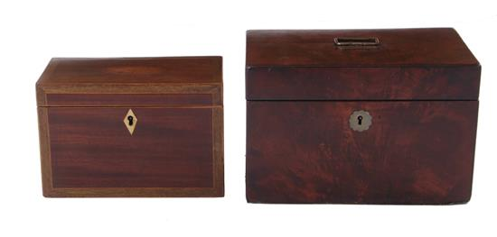 English mahogany tea caddies 19th century floral inlaid H5 W7