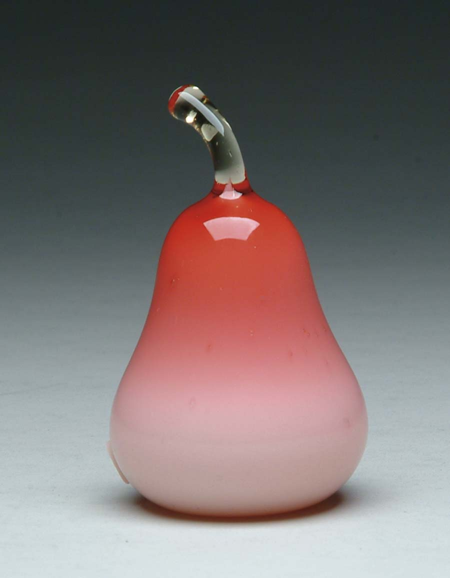 ART GLASS PEAR Cute art glass pear is raspberry pink