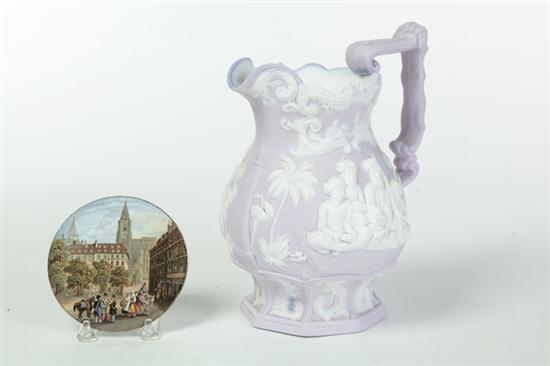 PARIAN PITCHER AND PRATTWARE LID England mid 19th century Lavender