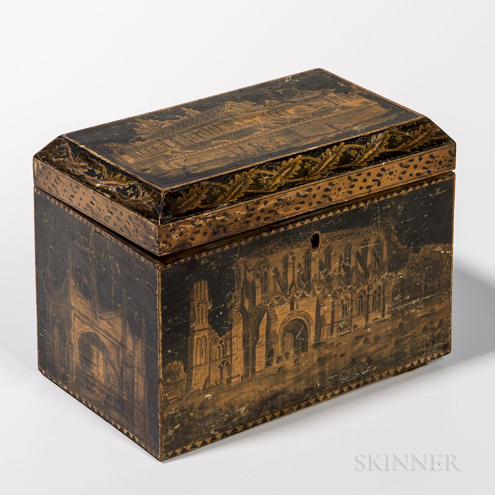 Penwork Tea Caddy Penwork Tea Caddy England 19th century each