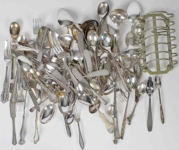 Silver Plated Flatware American an assembled group of 79 pieces