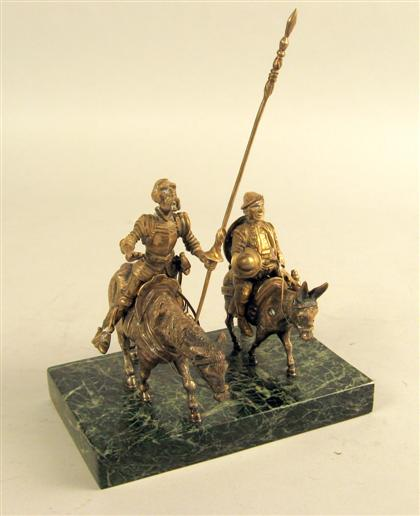 Continental silvered bronze figure group don quixote and sanchez Overall