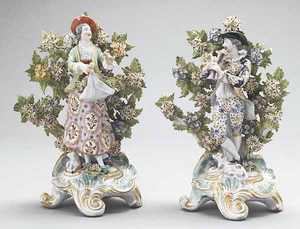 A Pair of French Porcelain Bocage Figures 19th c spurious