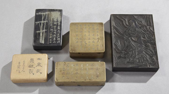 Unusual Five Piece Collection of Chinese Calligraphy and Printing Accessories