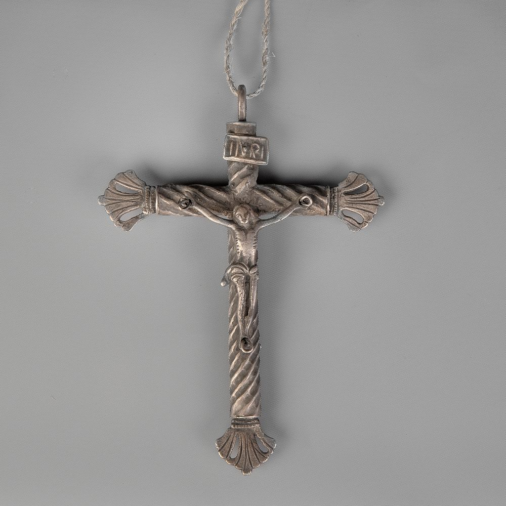 Mexico Metal Alloy Crucifix Pendant Early 20th Century Mexico Metal