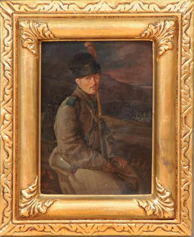 SLAVIC SCHOOL PORTRAIT OF A SOLDIER Oil on panel unsigned