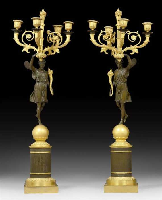 PAIR OF CANDELABRAS FLORE ET ZEPHYRE Empire Paris circa 1815