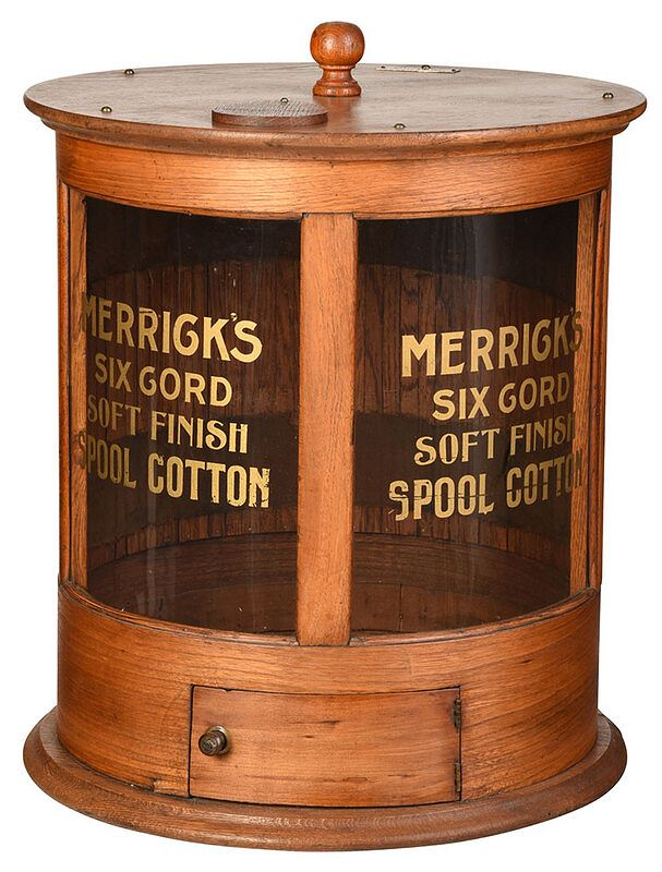 American Merrick s Oak Country Spool Cabinet with metal patent